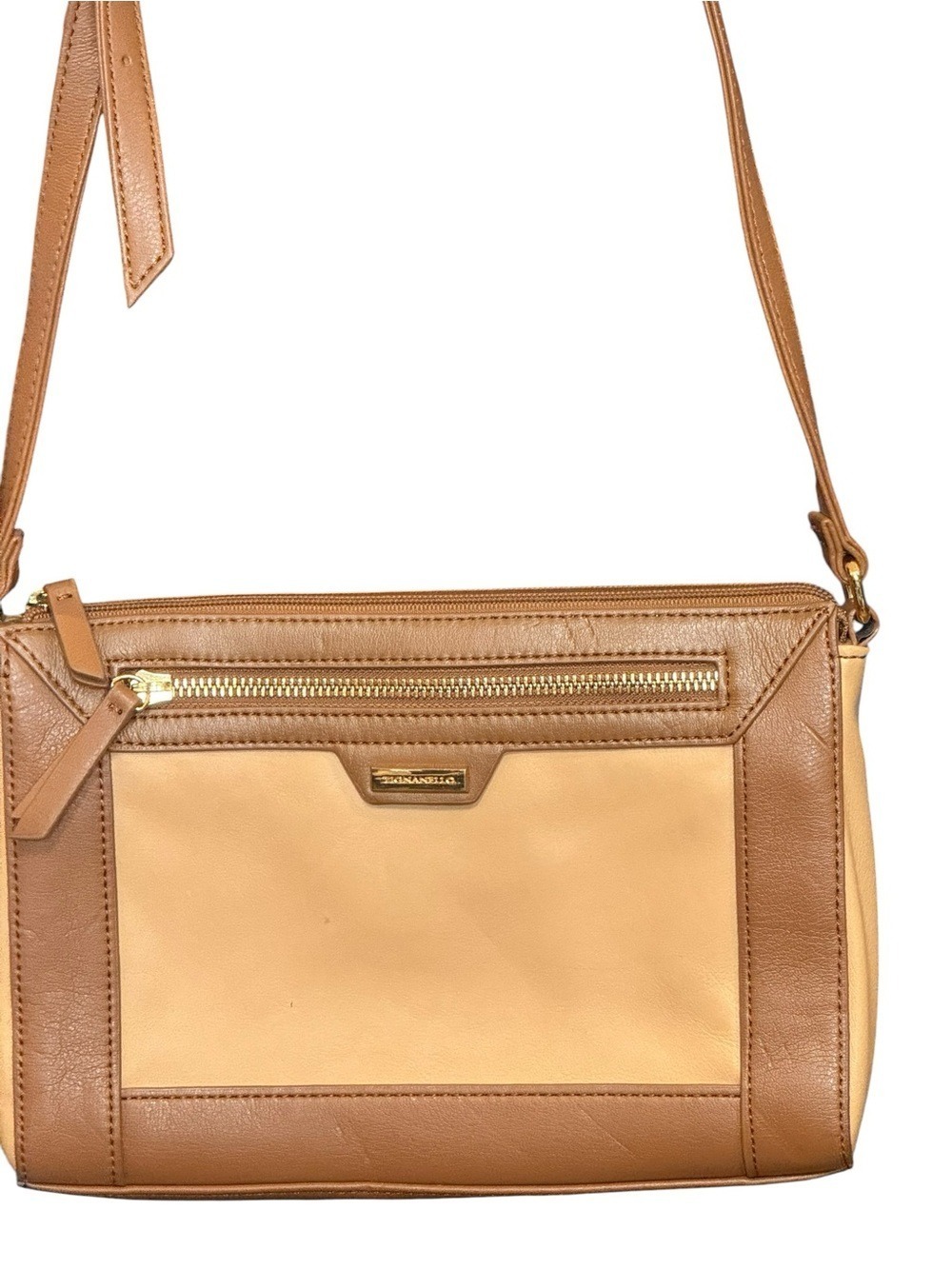 Tignanello Leather Crossbody Bag Tan Camel Gold Hardware Adjustable Strap - Picture 11 of 11